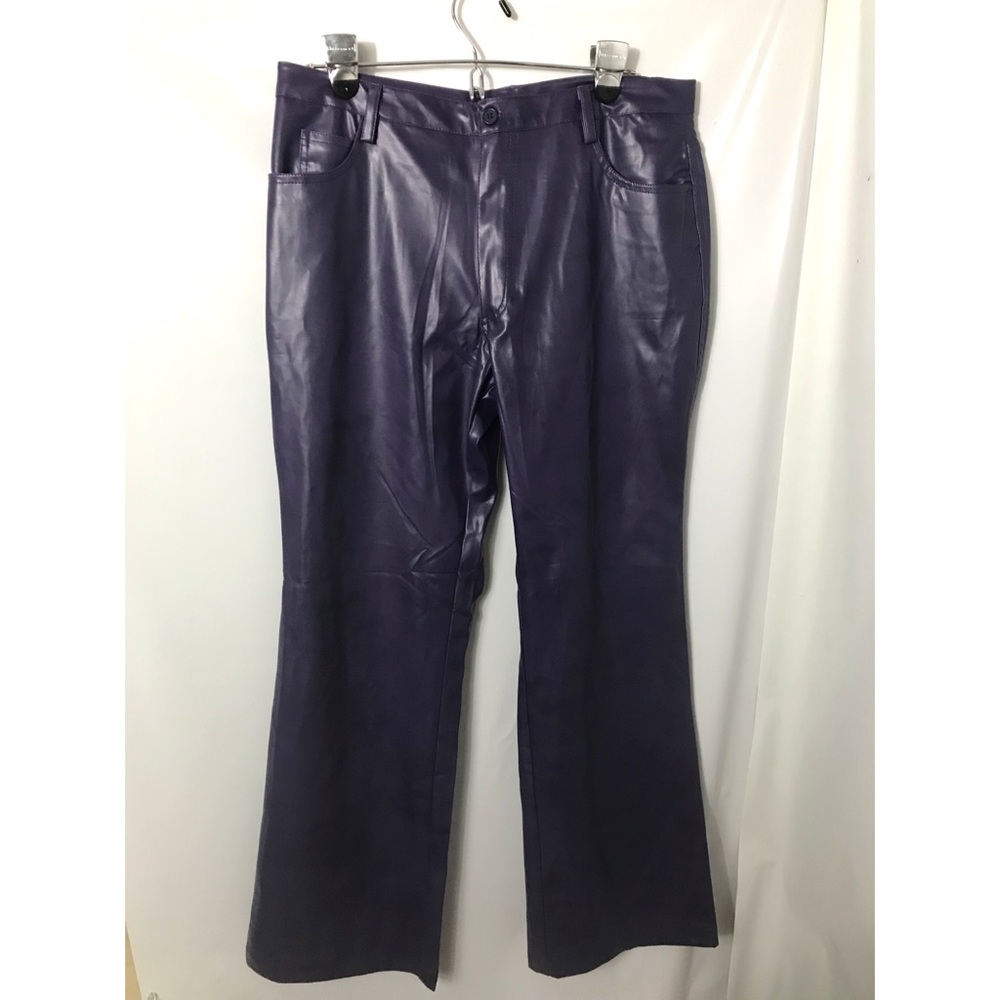 Outer Edge Purple Faux Vegan Leather Pants Sz 15